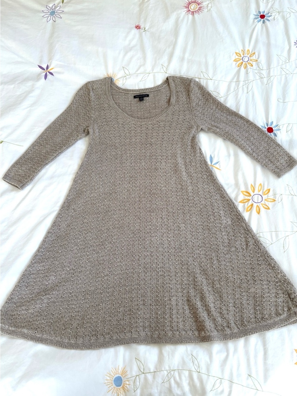 american eagle cozy 3/4 oatmeal knit dress